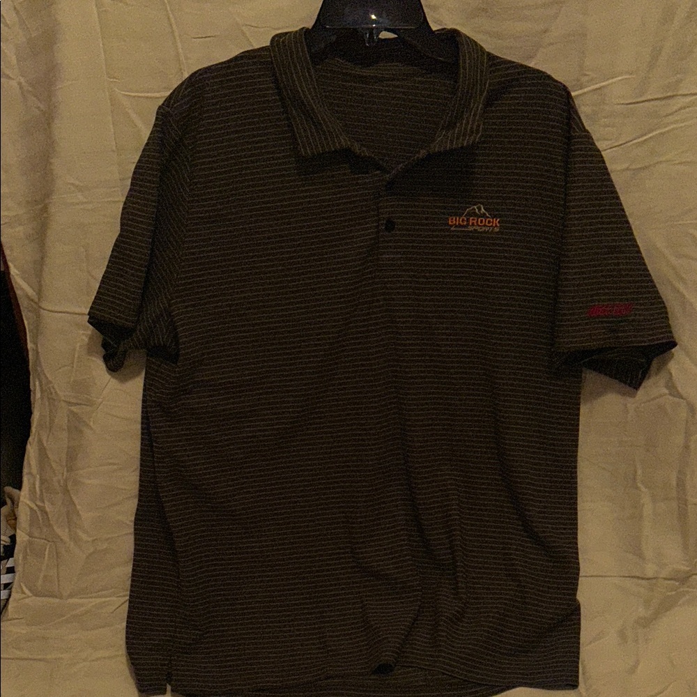 Men's Dark Brown Striped Polo Shirt